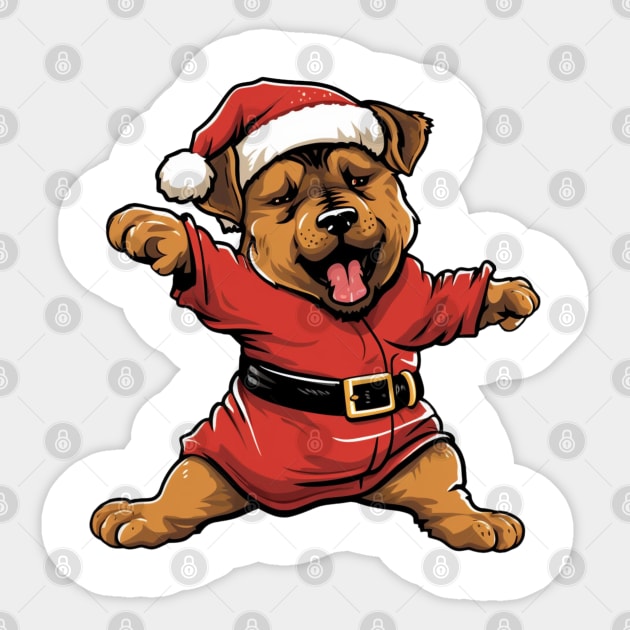 Cartoon Christmas Rottweiler Dog Dancing Sticker by Chromatic Fusion Studio